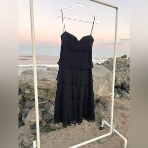 Y2K Vintage Black tiered midi dress by Sangria